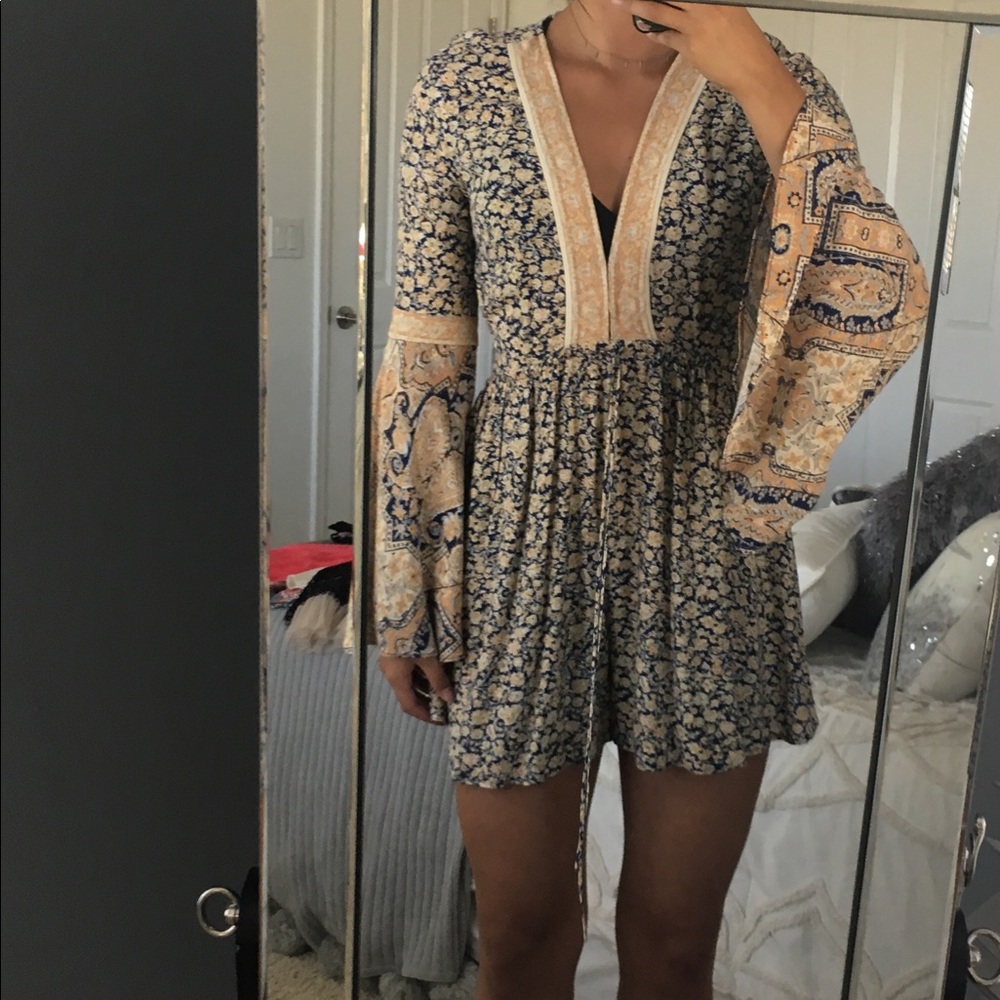 Free People Floral Sleeved Romper